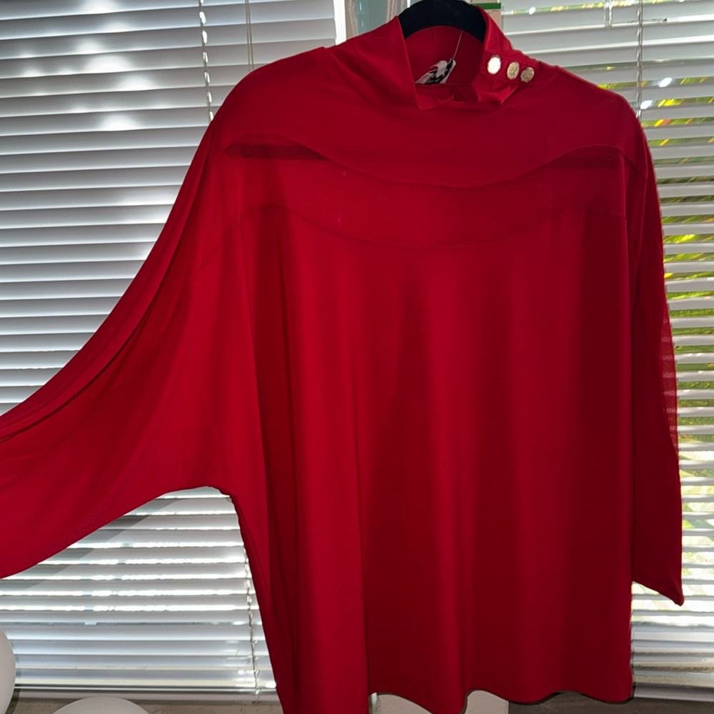 Anne Klein long sleeve mesh top